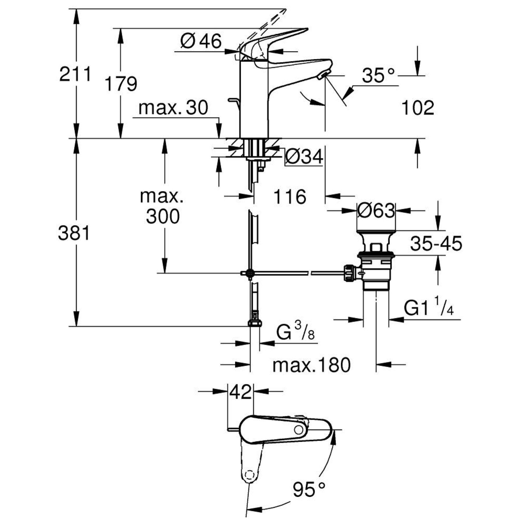 Mitigeur monocommande Swift vasque à poser Taille M, chromé