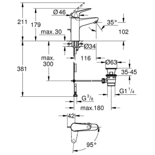Mitigeur monocommande Swift vasque à poser Taille M, chromé