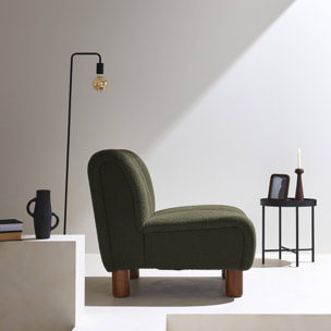 Fauteuil relax pieds arrondis bois d'hévéa et bouclette ANGEL