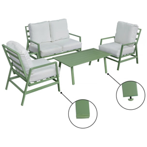 Salon de jardin en métal "Queens" - 4 places - Vert