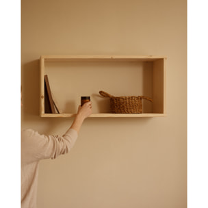 Mueble auxiliar de madera maciza en tono natural Alto: 38 Largo: 80 Ancho: 20