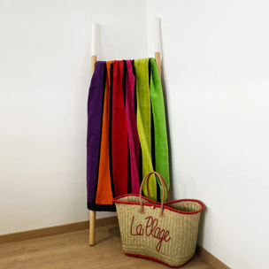 Serviette de plage éponge velours Jacquard - Happy Fresh - 100x175cm - 470g/m²