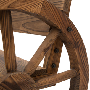 Banco de Jardín de Madera Banco de Exterior con Reposabrazos y 2 Ruedas Decorativas Estilo Rústico Carga 250 kg para Patio Terraza 114x58x80 cm Carbonizado