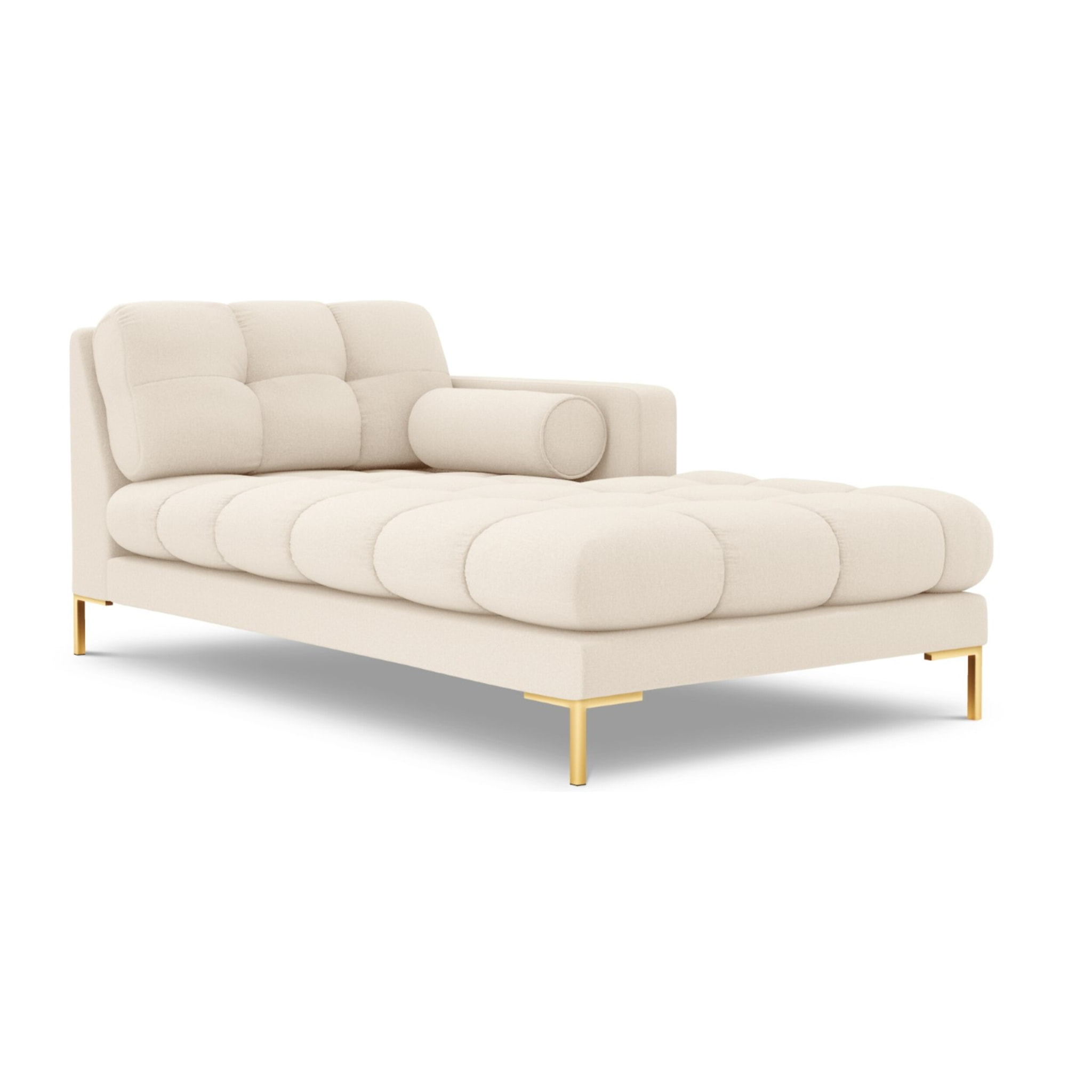 Méridienne droite "Bali" en tissu structurel beige clair