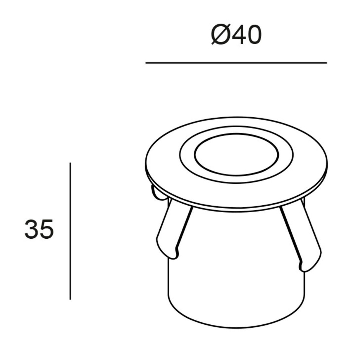 Forlight - Luz Empotrable de Suelo LED Exterior, Aluminio Resistente, IP65-IP67, 1W, 3000K, 40mm, Control ON-OFF, Ideal para Jardines y Caminos
