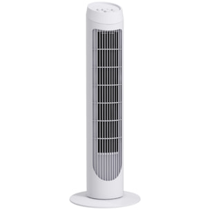 Ventilador de Torre 45W Ventilador Vertical Silencioso con 3 Velocidades Oscilación 70° para Salón Dormitorio Oficina Ø27x75 cm Blanco
