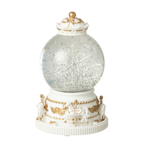 J-Line décoration Boule De Neige Chevaux - plastique - blanc/or