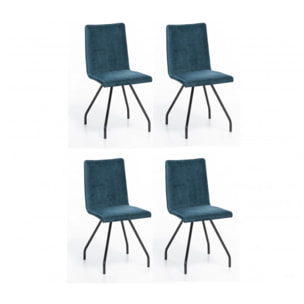 Lot de 2 chaises en velours & piètement métal noir - HARRY