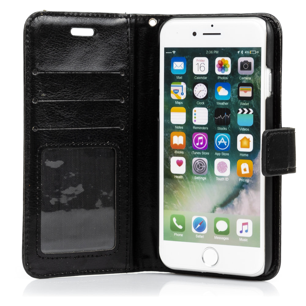 DAM Custodia Folio in ecopelle con chiusura magnetica per iPhone 7/8 7x2x14 cm. Colore nero
