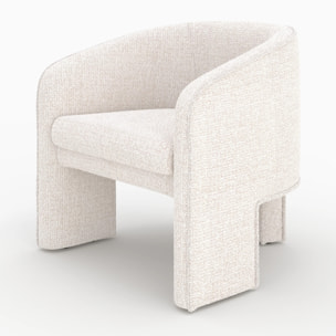 Fauteuil en tissu texturé crème - Nelia