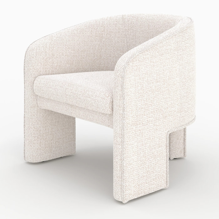 Fauteuil en tissu texturé crème - Nelia
