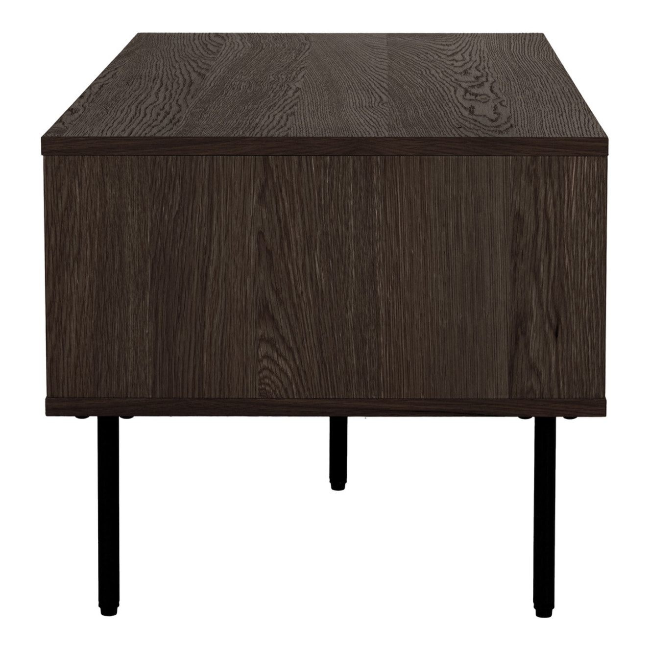 Tavolino da Caffè Kyoto Rovere Fumé con 2 Cassetti e Gambe Nere — 100×50×45 cm