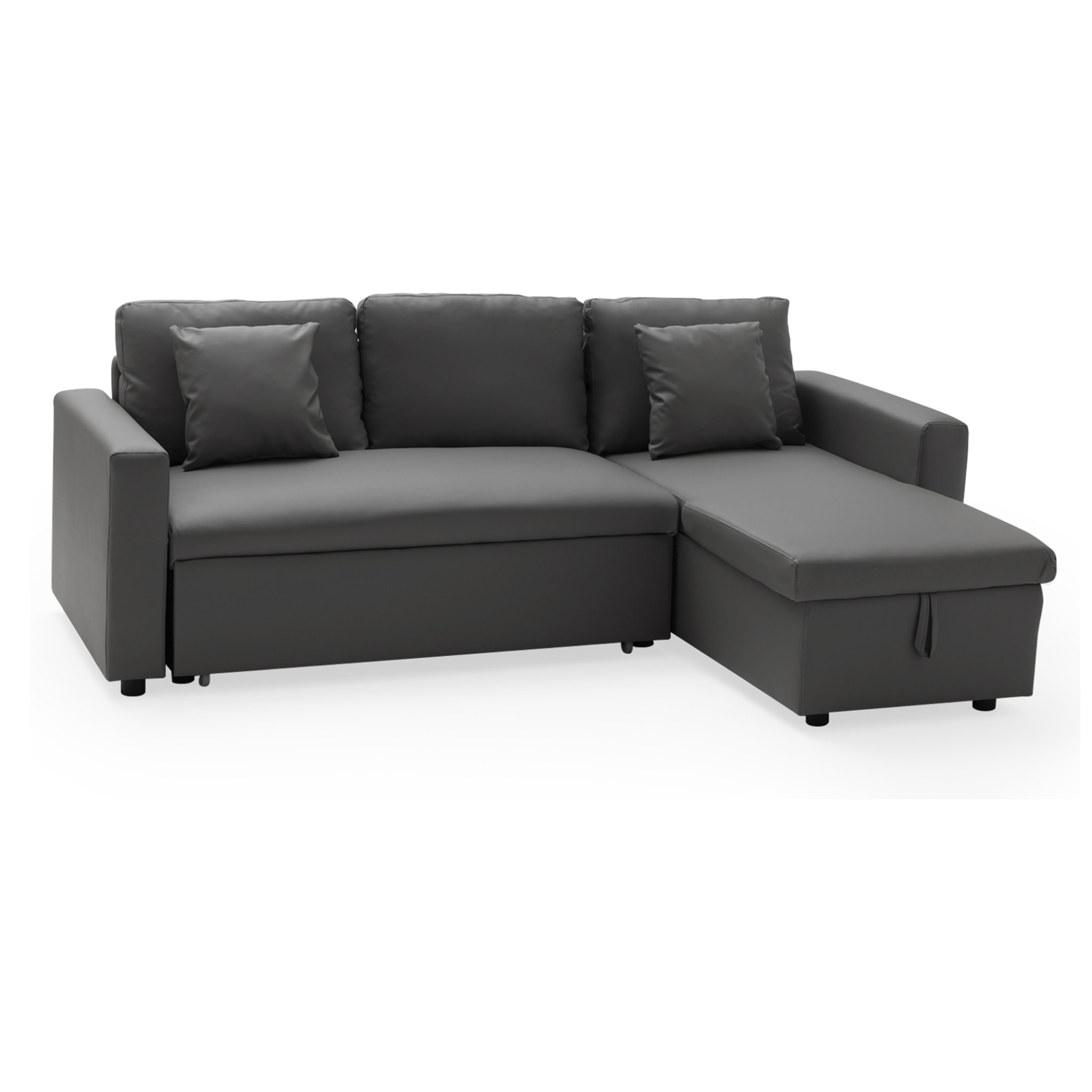 Canapé d'angle convertible simili CLARK 3 places gris