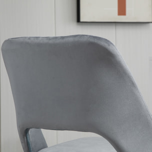 Chaise de bureau design contemporain dossier ergonomique ajouré strié hauteur réglable pivotante 360° piètement chromé velours gris