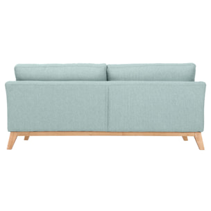 Canapé scandinave déhoussable 3 places en tissu vert lagon et bois clair OSLO