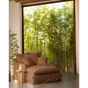 Sillón de algodón y lino color teja de 115x170cm Alto: 73 Largo: 170 Ancho: 115