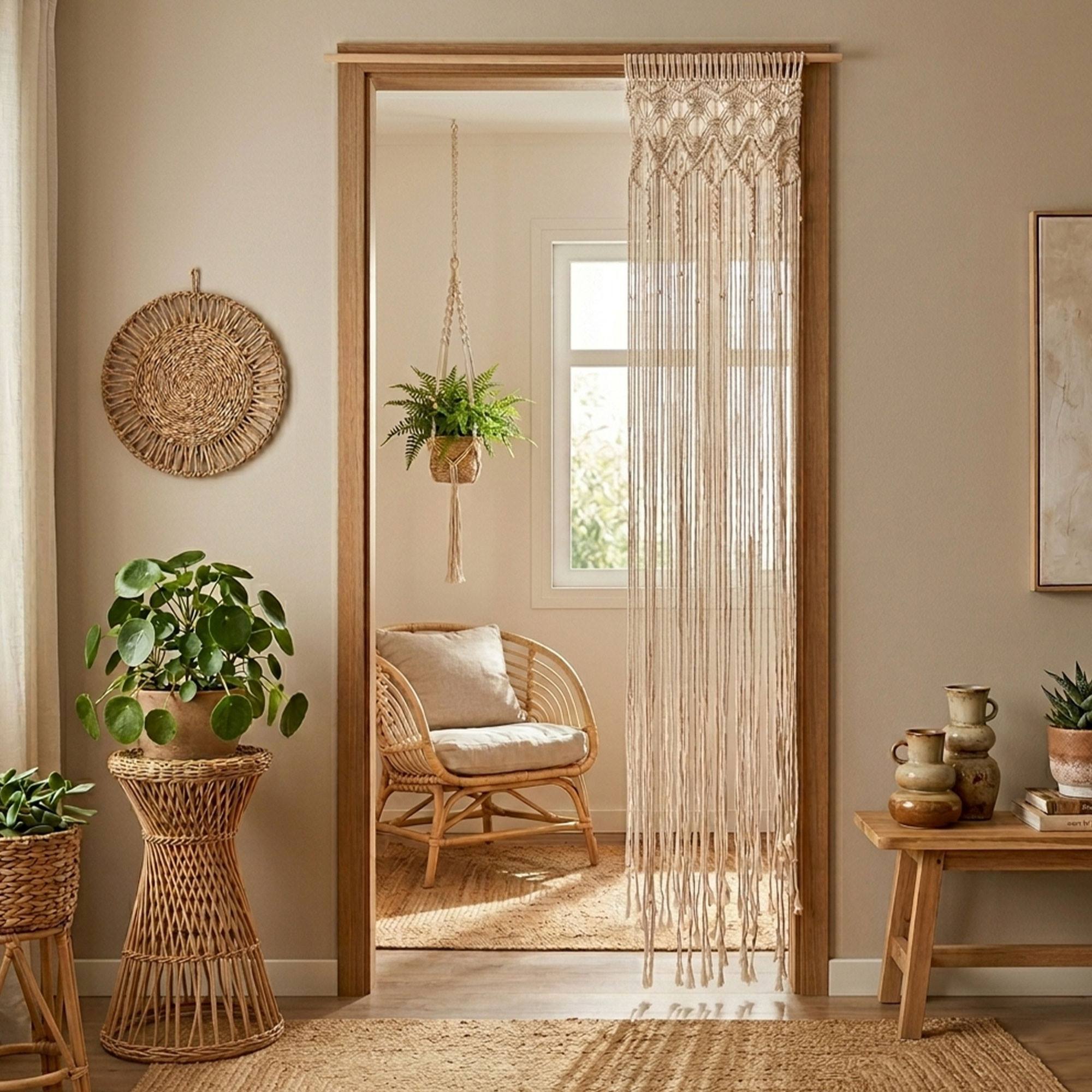 Cortina de Hilos Été de Macramé 90x200cm decorativa estilo Boho