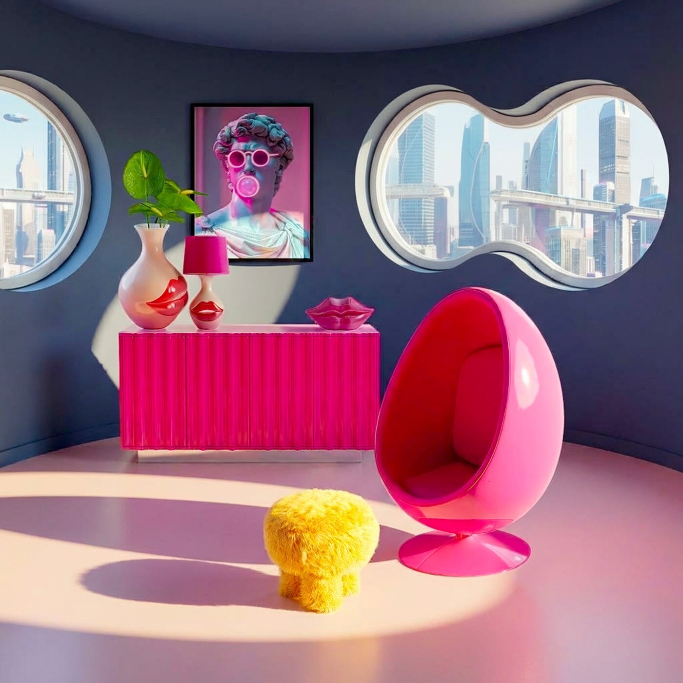 Tabouret Plushy jaune Kare Design