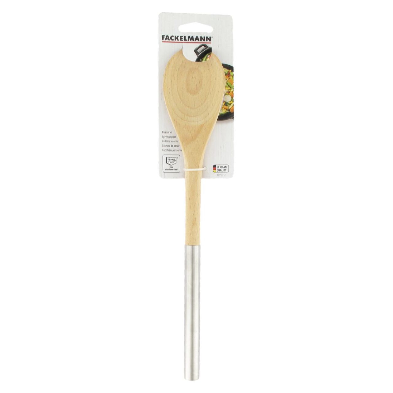 Ensemble de 2 Cuillères en bois manche inox 34 cm Fackelmann Boissellerie