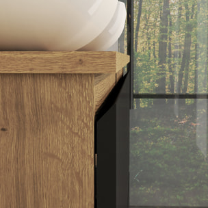 CONJUNTO DE BAÑO NIA | MUEBLE SUSPENDIDO | 140 CM NEGRO | CUATRO CAJONES | LAVABO SOBRE ENCIMERA | NO INCLUYE ESPEJO | MUEBLE MONTADO| ALDAY