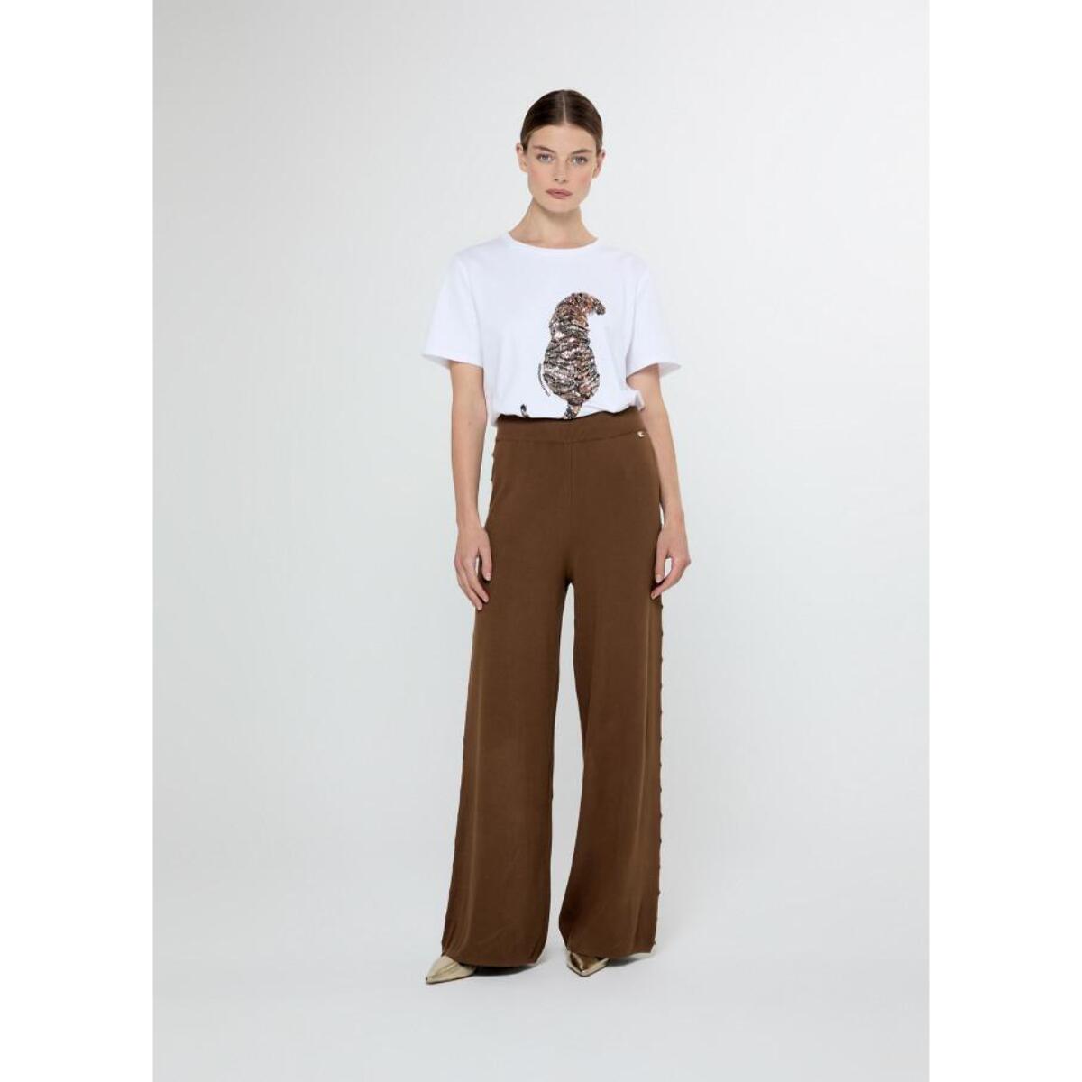 Pantaloni dritti con borchie laterali