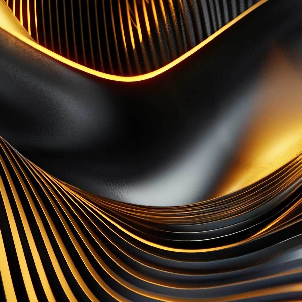 Affiche encadrée design doré abstrait Affiche + cadre en métal - Noir