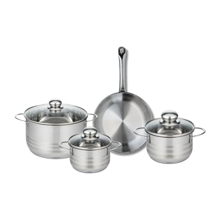 Ensemble de 1 Poêle de cuisson 24 cm et 3 faitouts 14, 16 et 20 cm Elo Profi Brillant