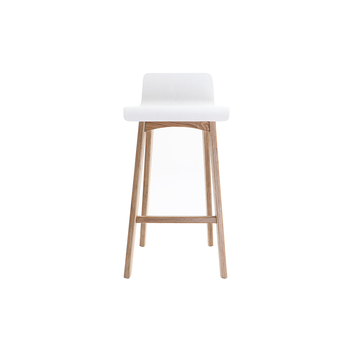 Tabourets de bar scandinaves bois clair et blanc H65 cm (lot de 2) BALTIK