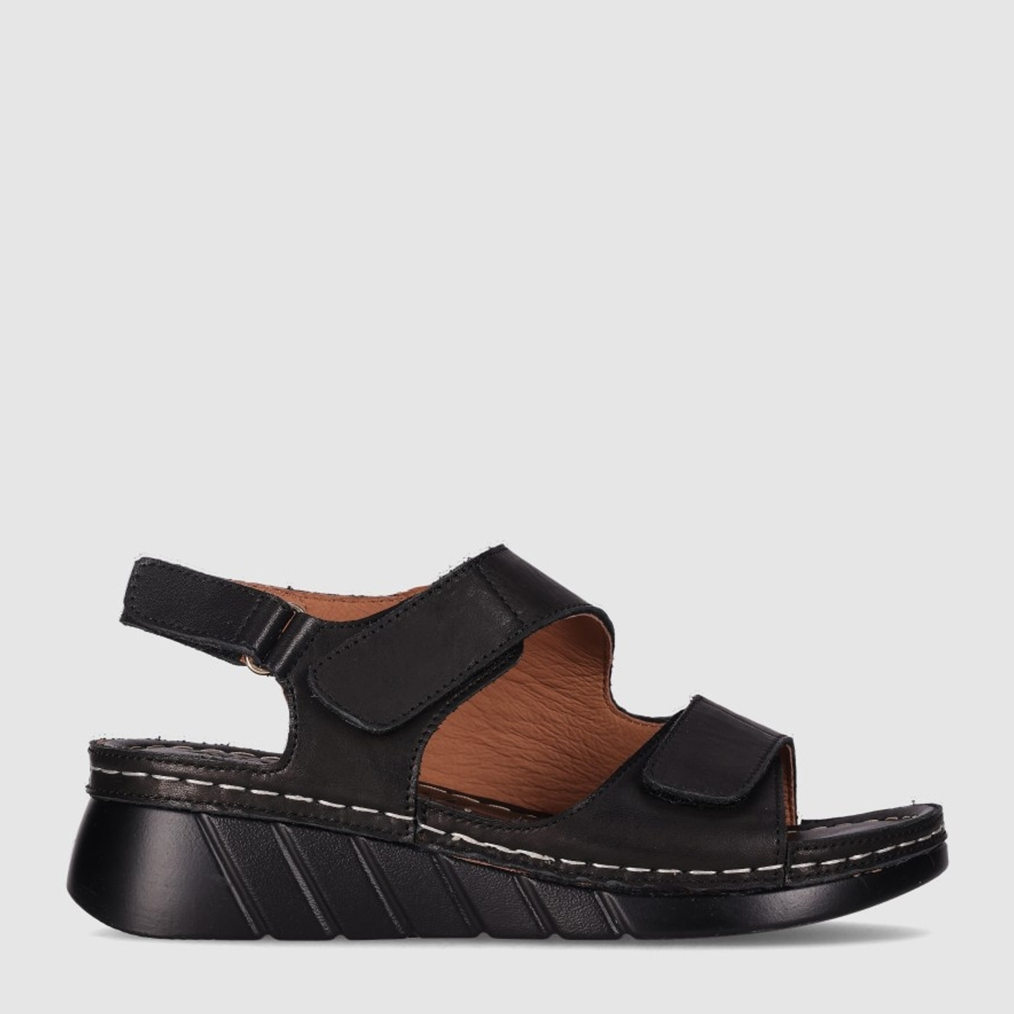 Sandalias de Piel - Negro - Tacón: 3 cm