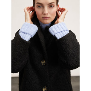 Motivi - Abrigo de botonadura simple en paño bouclé - Negro