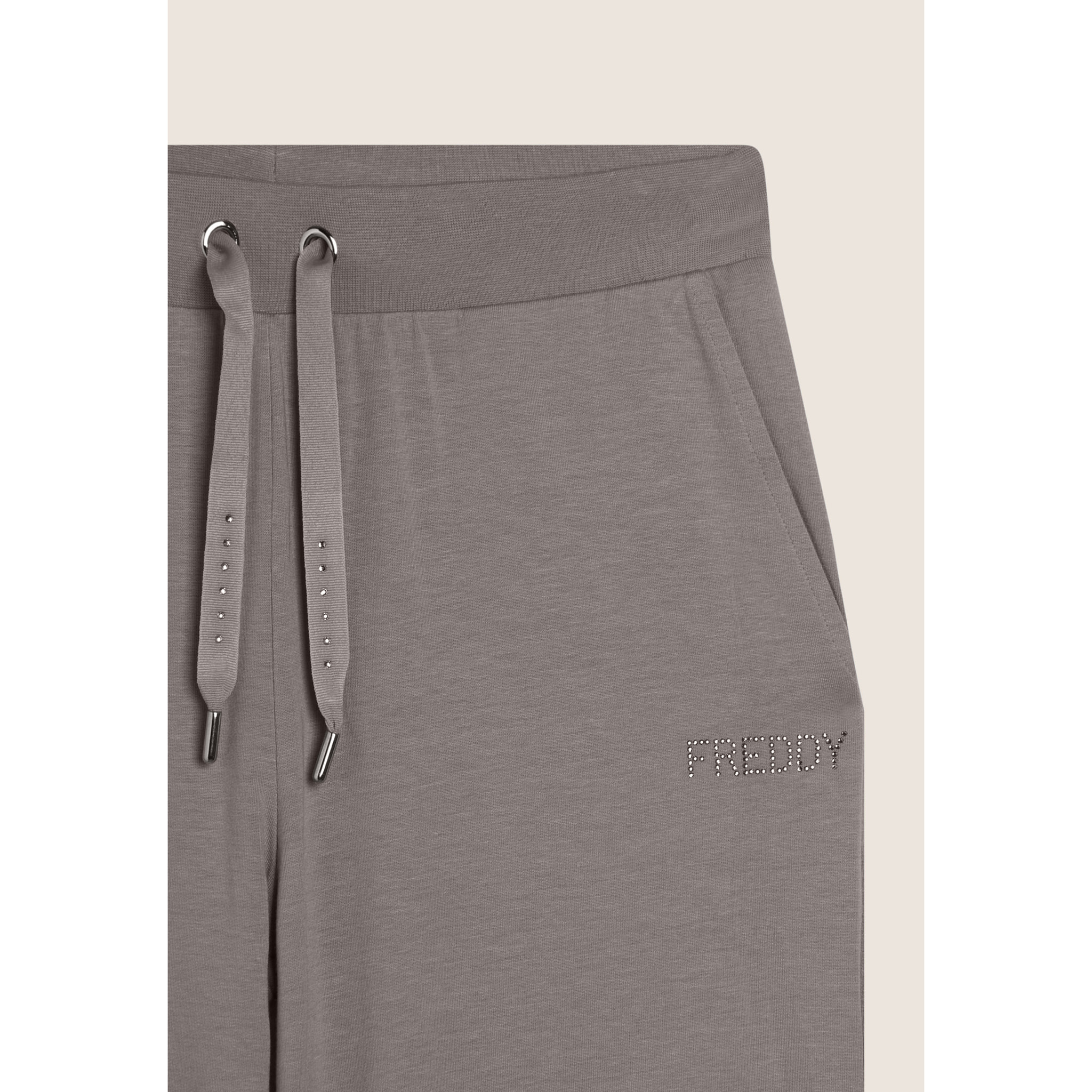 Pantaloni Sportivi con gamba Wide Leg e strass