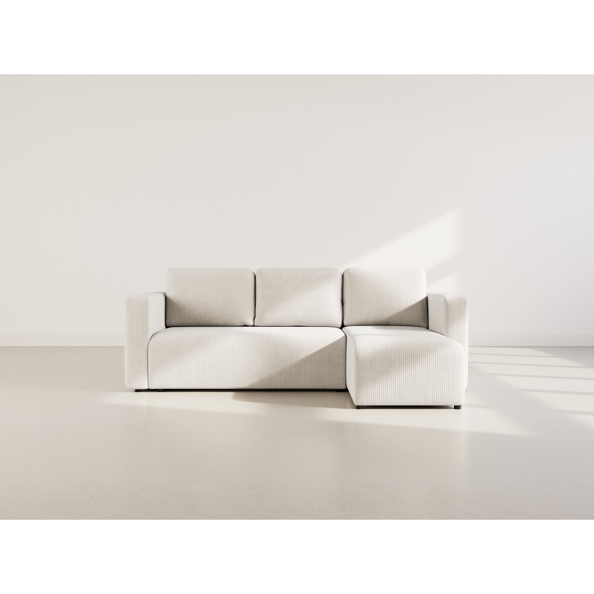 Canopy - canapé d'angle réversible 4 places convertible avec coffre en velours côtelé - Beige