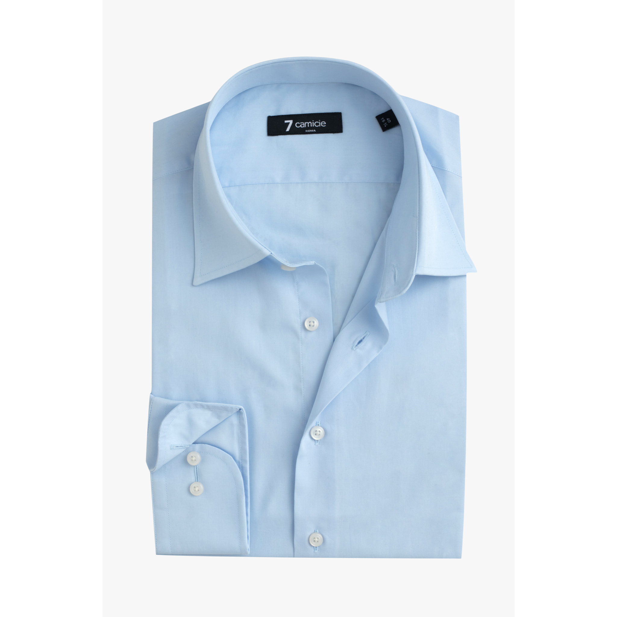 Camicia Uomo 1 Bottone Francese Slim Fil a fil Unito Celeste