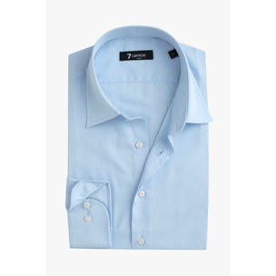 Camicia Uomo 1 Bottone Francese Slim Fil a fil Unito Celeste