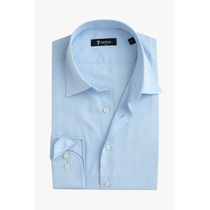 Camicia Uomo 1 Bottone Francese Slim Fil a fil Unito Celeste