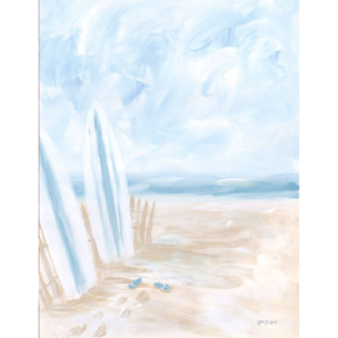 Papier peint plage aquarelle ciel bleu doux ambiance bord de mer Intissé