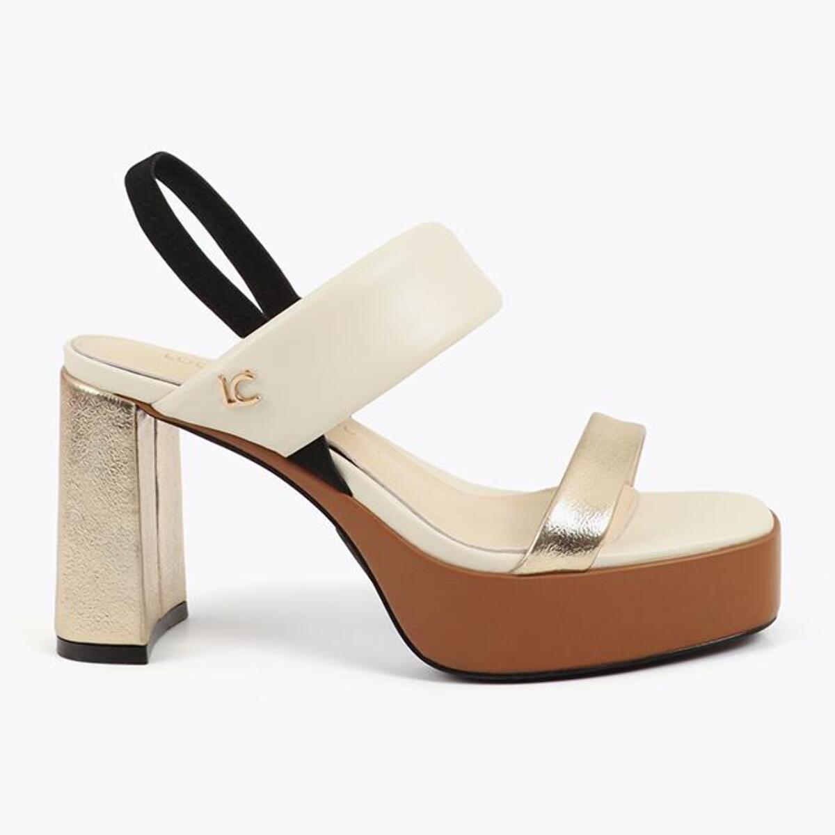 Sandalo con tacco e cinturini tricolore