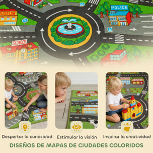 Alfombra Infantil, Carretera de Ciudad, 200x150 cm, Alfombra Educativa Antideslizante para Gateo y Jugar con Coches, para Salón y Dormitorio, Textura Suave