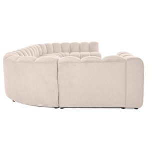 Debbie - canapé modulable panoramique d'angle droit 7 places en tissu texturé - Beige