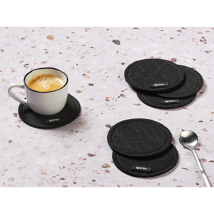 Sous-verre rond - 6 pièces - Feutre recyclé noir