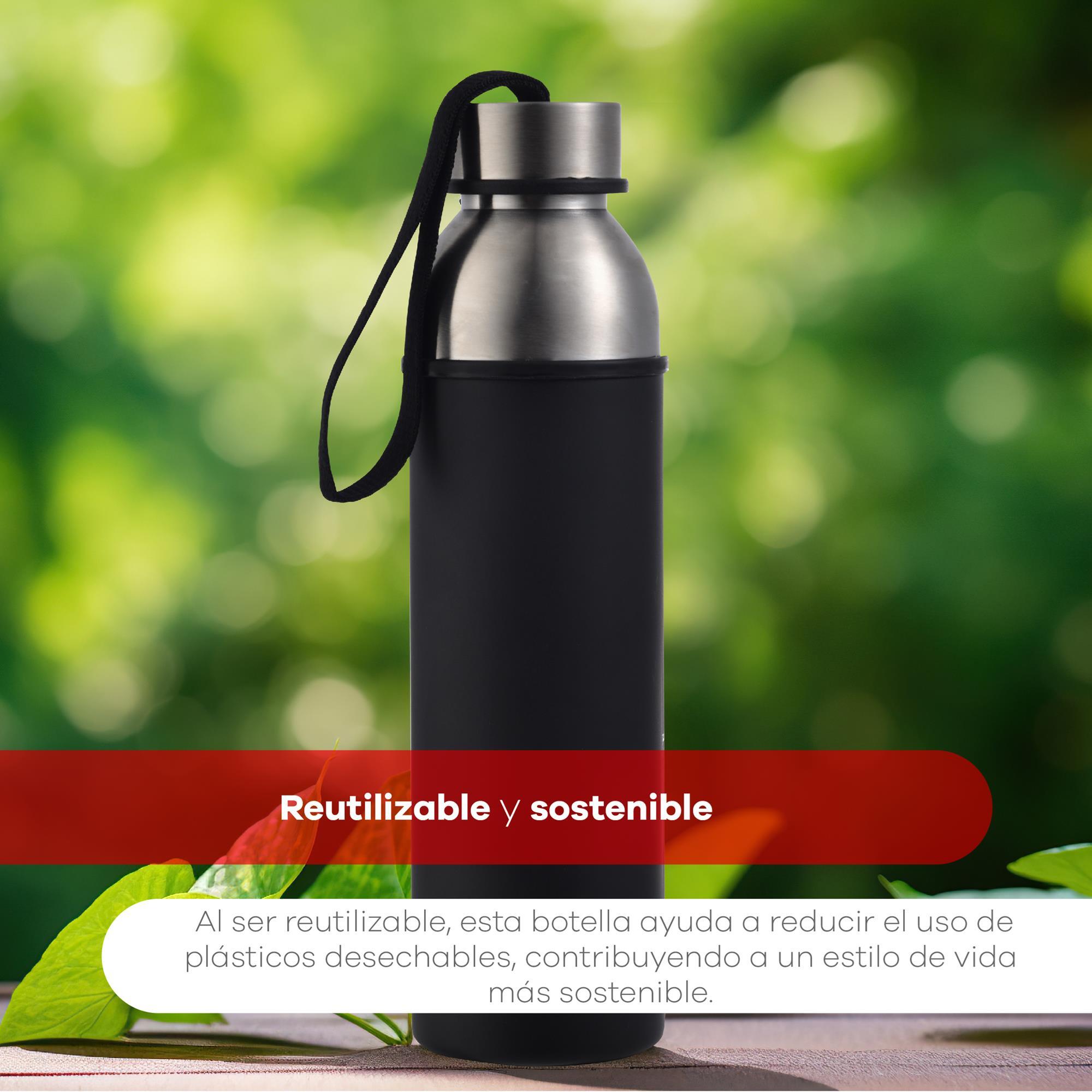 Botella de agua de 570ml Negro en acero inoxidable Bergner Waliking Anywhere