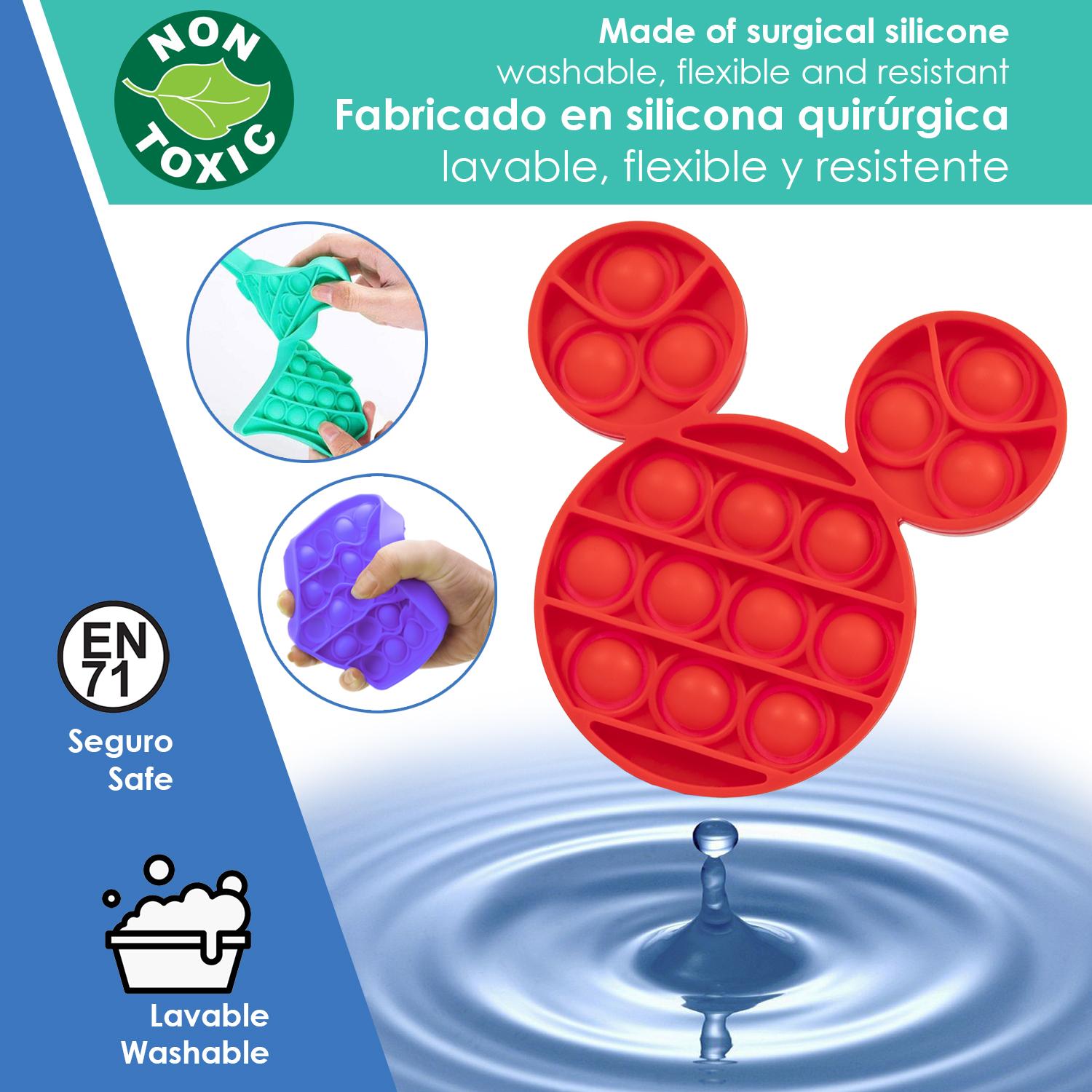 Bubble Pop It giocattolo sensoriale antistress, bolle di silicone da spremere e premere. Design mini mouse.