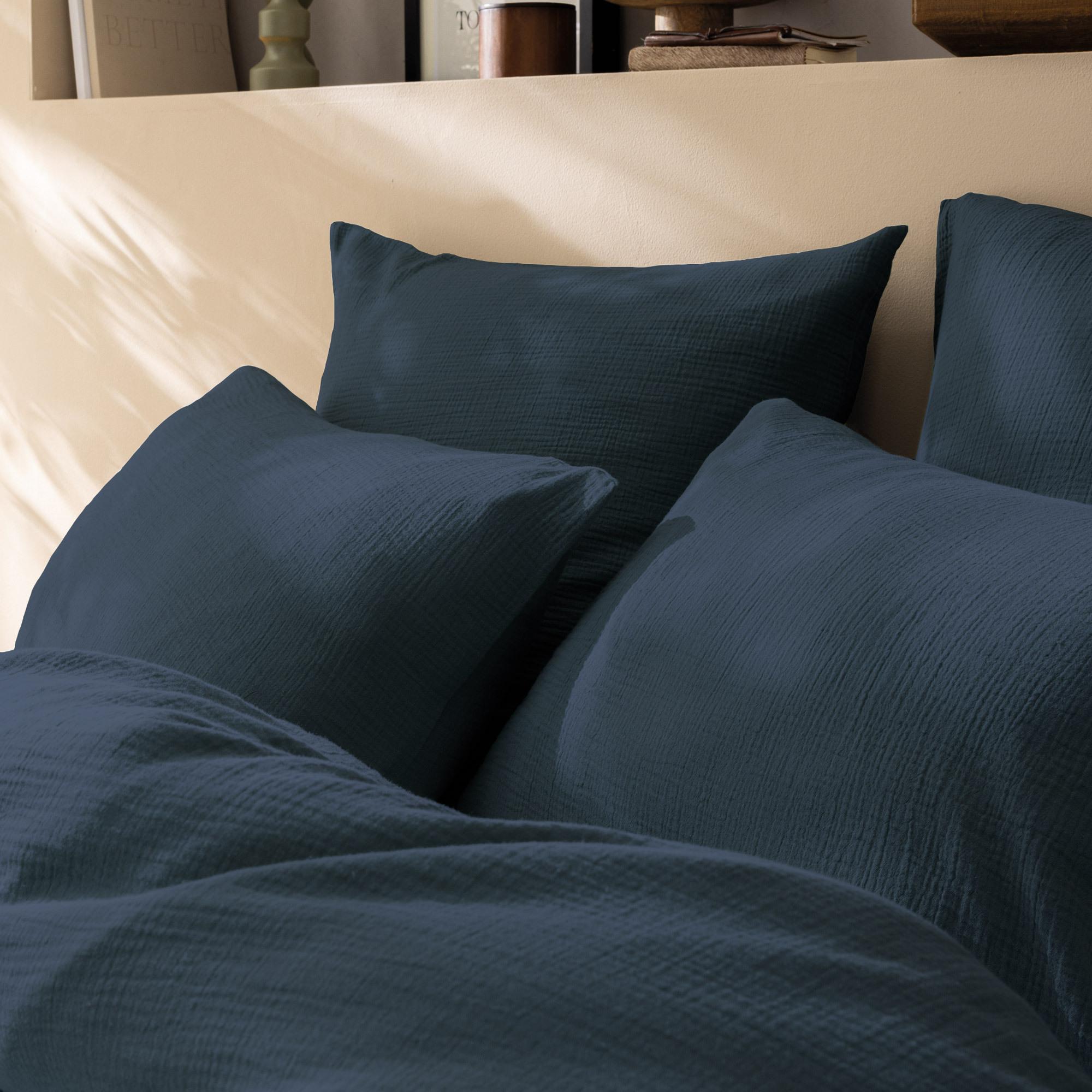 Set de 2 taies d’oreiller unies en coton, GAZE DE COTON