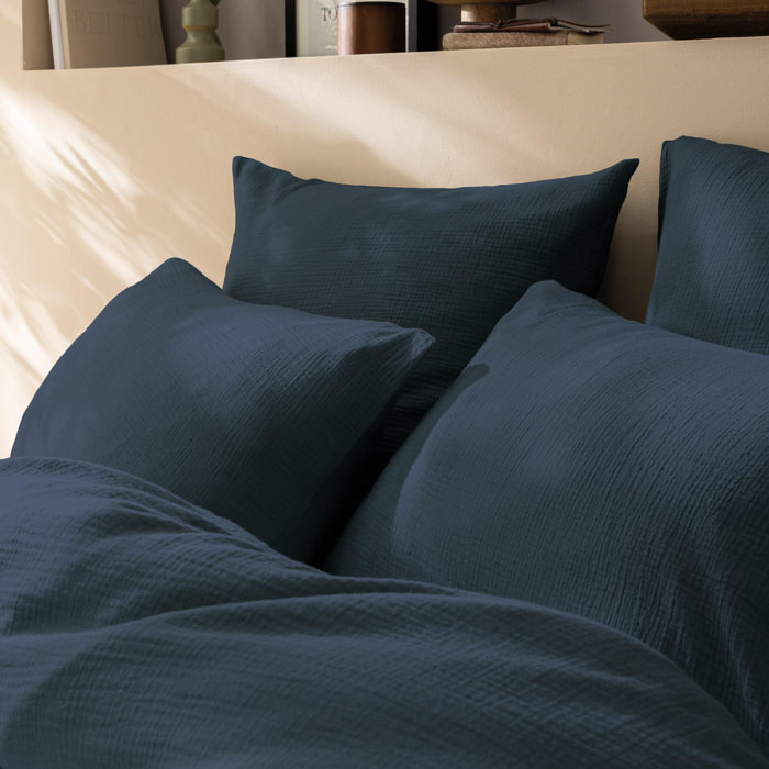 Set de 2 taies d’oreiller unies en coton, GAZE DE COTON