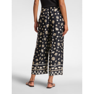 Elena Mirò - Pantalón cropped con estampado étnico - Negro