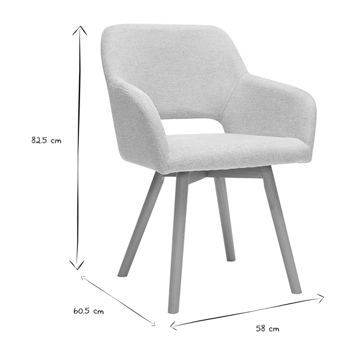 Chaises en tissu effet velours texturé beige et bois clair (lot de 2) LAURETTE