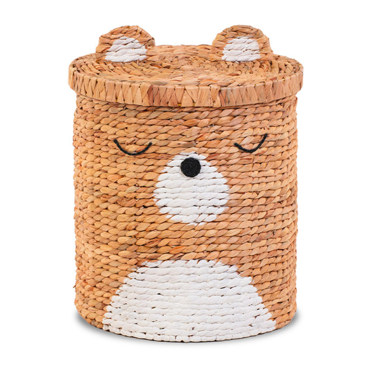 Panier enfant ourson jacinthe d'eau naturel et blanc