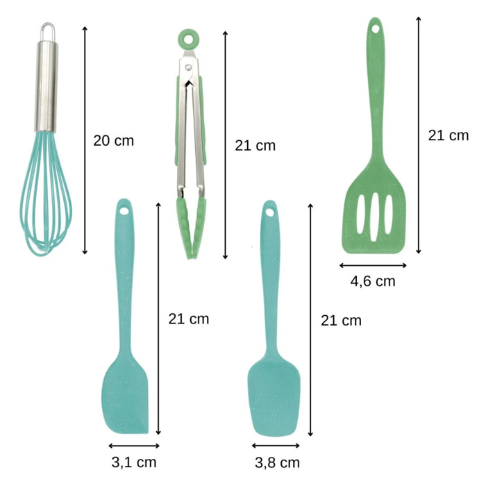 5 ustensiles de cuisine pour enfants en silicone Fackelmann Mini Monster