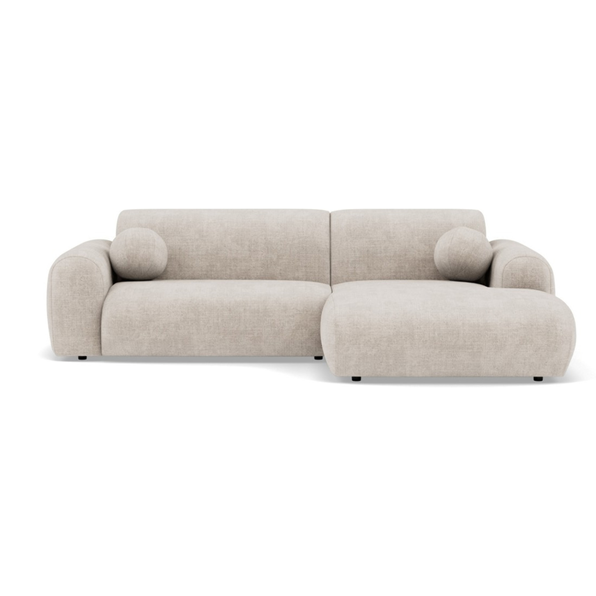 Louise - Canapé d'angle droit 4 places en velours texturé - Beige