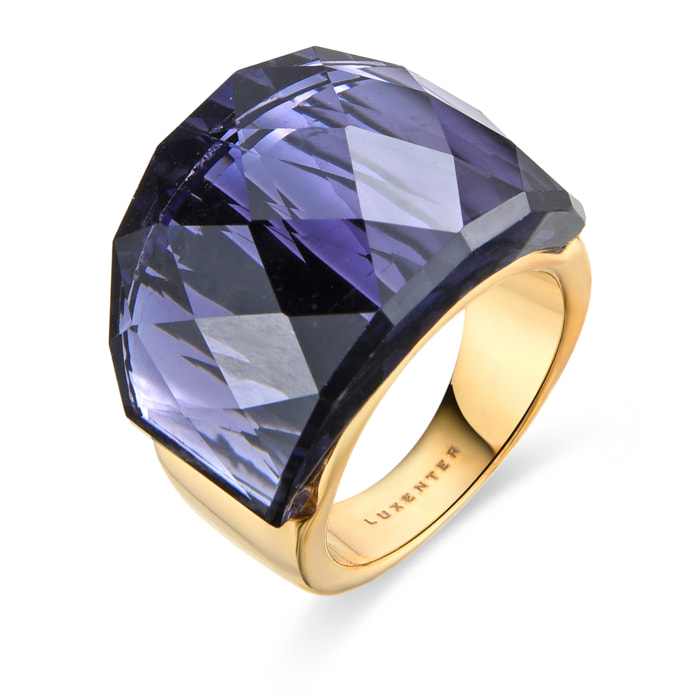 Anillo con Cuarzo Hidrotermal Onix acabado en oro amarillo de 18k